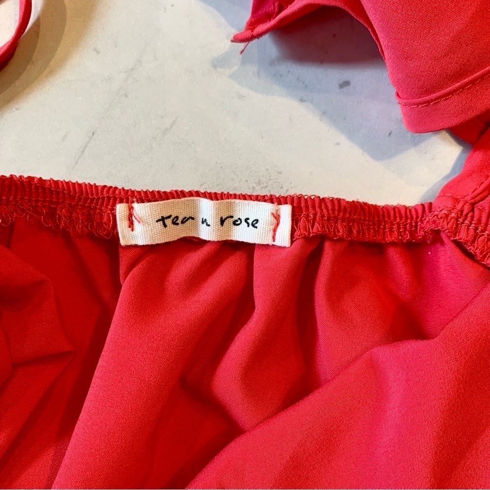 Tea n Rose Red Tired Spaghetti Strap Open Back Tank Top Womens Size Large - Picture 6 of 9